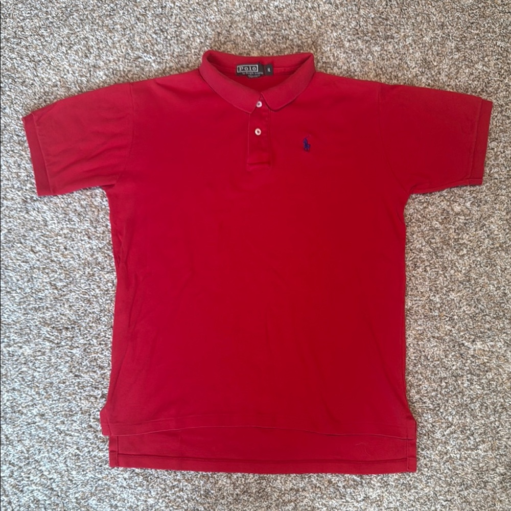 Vintage Boys Polo by Ralph Lauren Red Classic Polo Collared Shirt Size XL